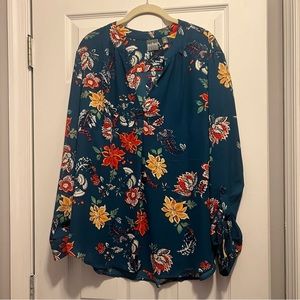 MY&Co Teal Floral Blouse XL